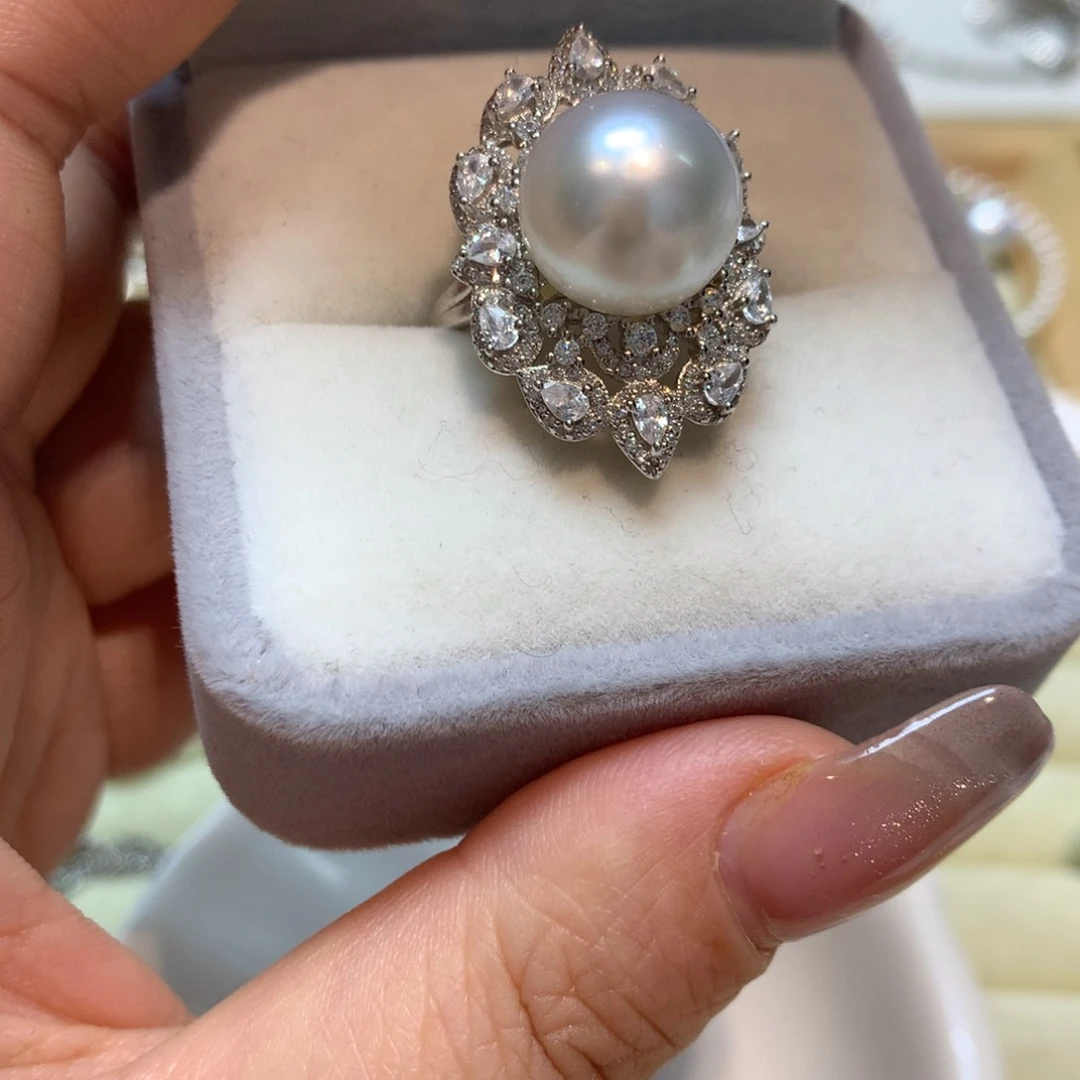 海水珍珠戒指银S925镶嵌