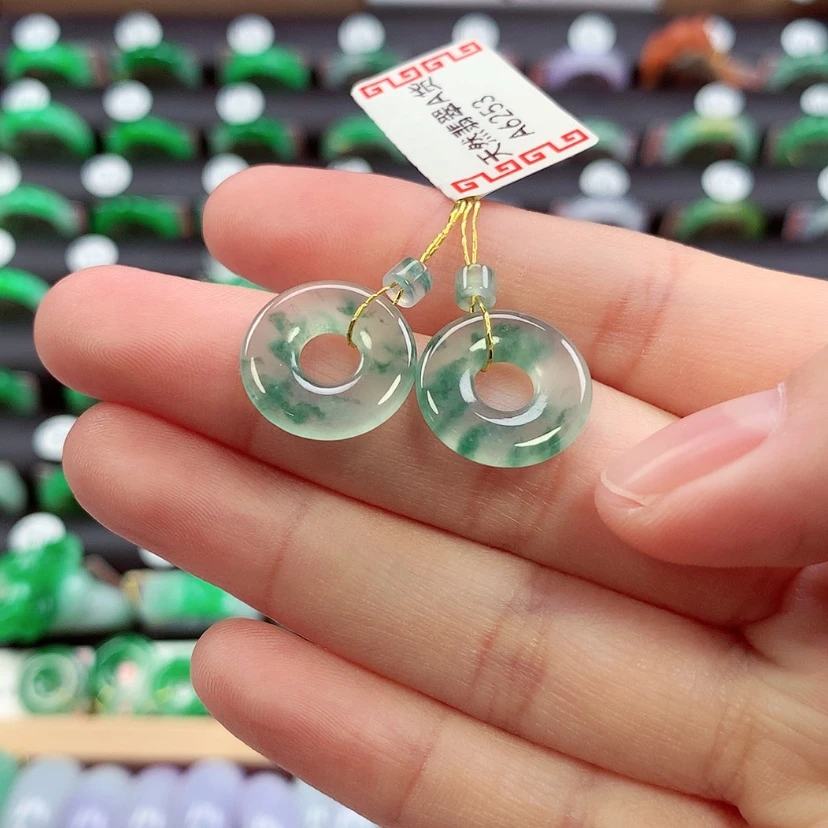 【闪购商品】未镶嵌戒指翡翠九*妖甜甜圈一对