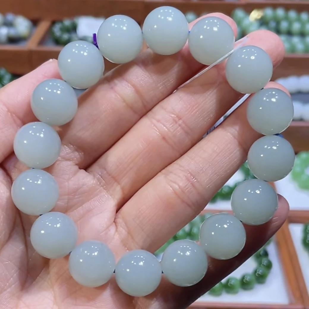 新疆和田玉且末蓝手串13mm