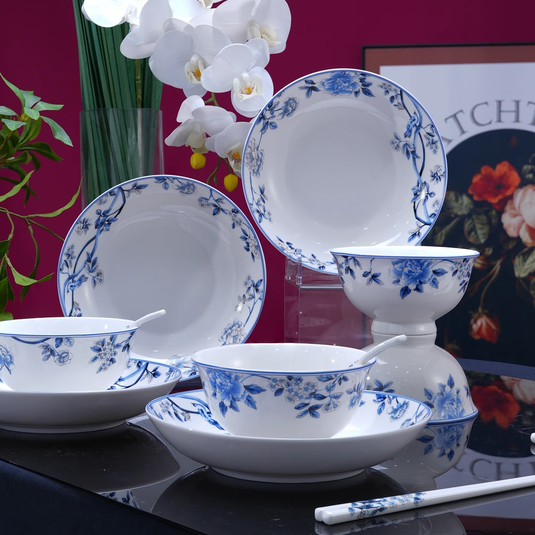 蓝孔雀餐具套装16头景德镇陶瓷餐具碗盘阿海