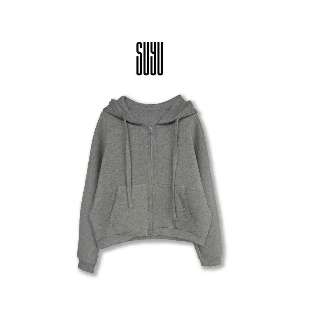 SUYU 【休闲逸趣】拉链女上衣连帽休闲卫衣开衫