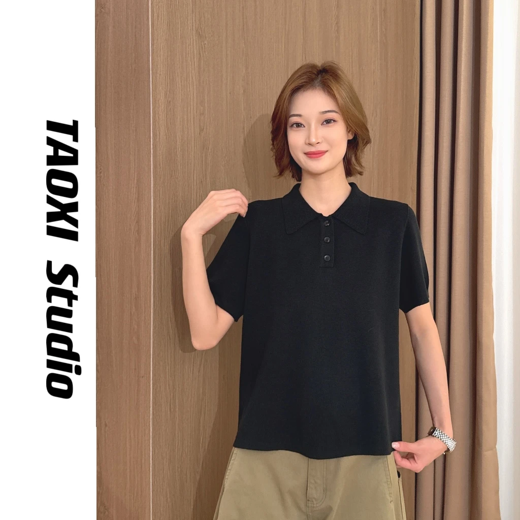 [TAOXI]2025夏款小众设计极简风轻薄款百搭透气天爽亚麻POLO衫