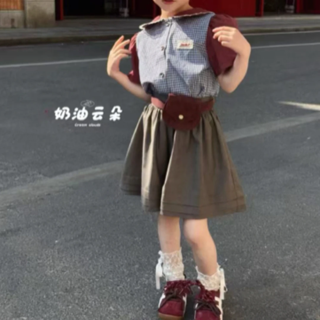 【编号U122】2591-06-儿童格子衬衫套装A蓝灰色-NYYD