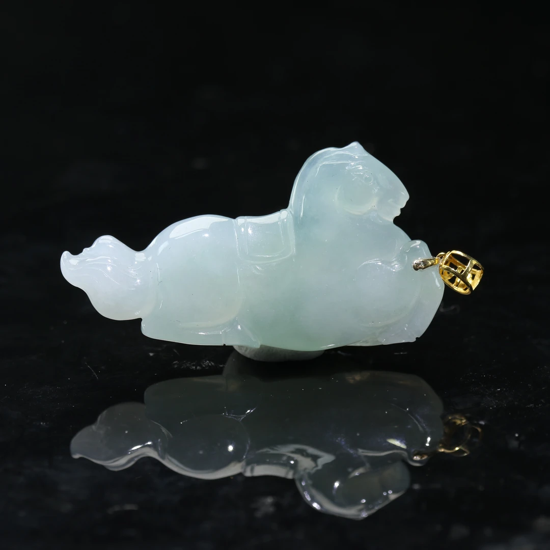 23天然缅甸翡翠A货18k金马到功成/801146/上海嘉禾拍卖