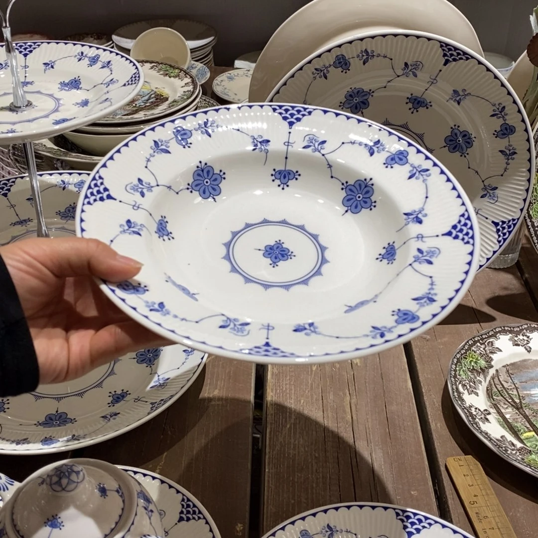 搪瓷微瑕唐草草帽盘