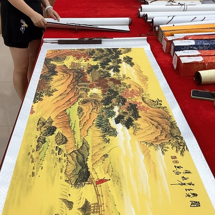 手工装裱国画作品