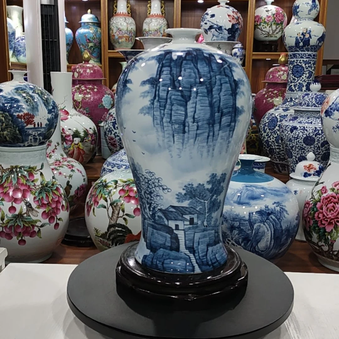 瓷片景德镇陶瓷山水瓶