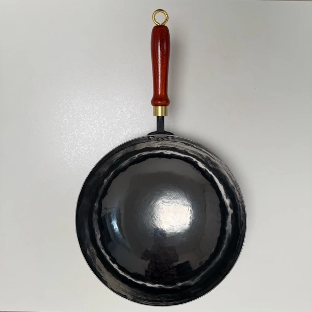 【章丘正宗手工铁锅】宗师烤黑锅铁把无涂层不粘锅圆底炒锅