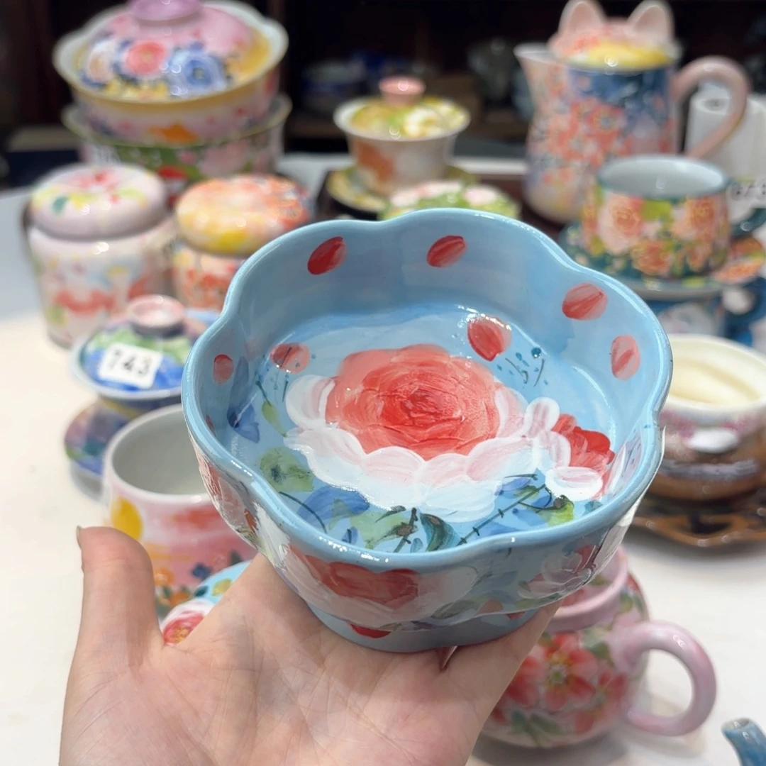 景德镇手绘高温釉下彩陶瓷茶具