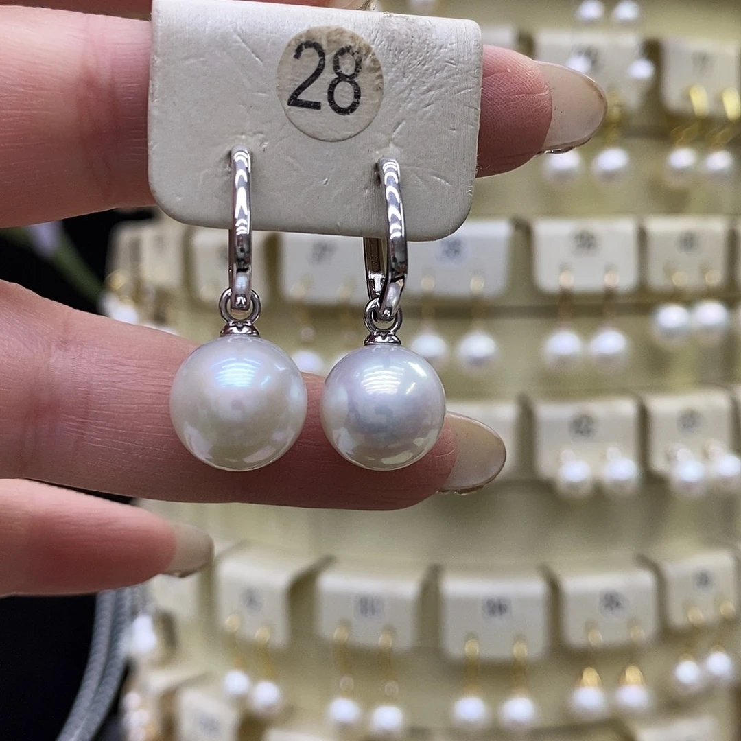 银S925镶嵌耳饰淡水珍珠
