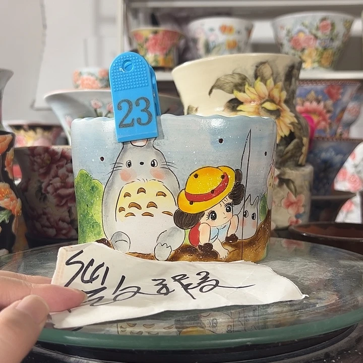 景德镇幸运花盆手绘韩式花盆