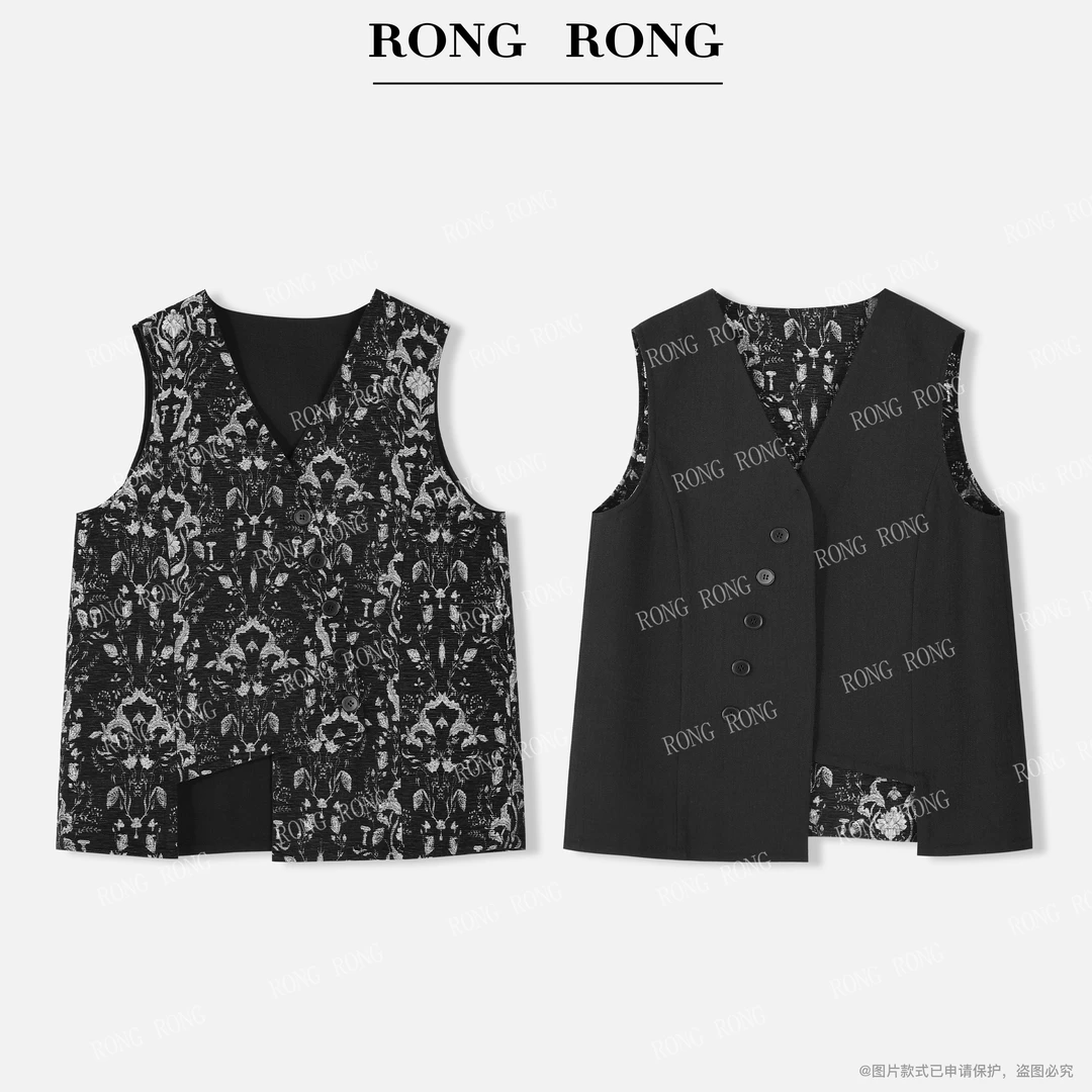 溶溶【米兰画报】RONGRONG 摩登风撞色立体提花双面穿马夹ZGQ6B2611