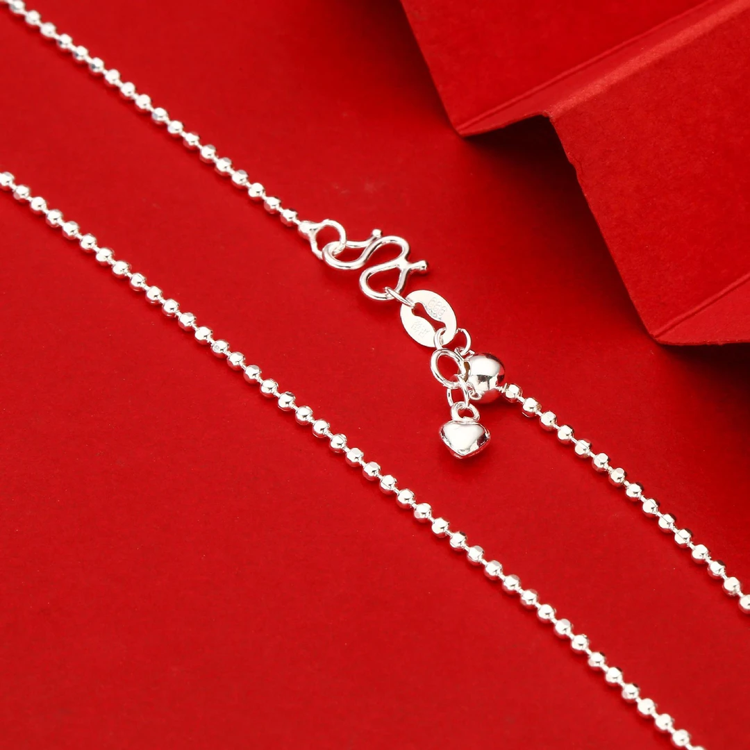 链子足银 9999足银圆珠闪光万能调节链