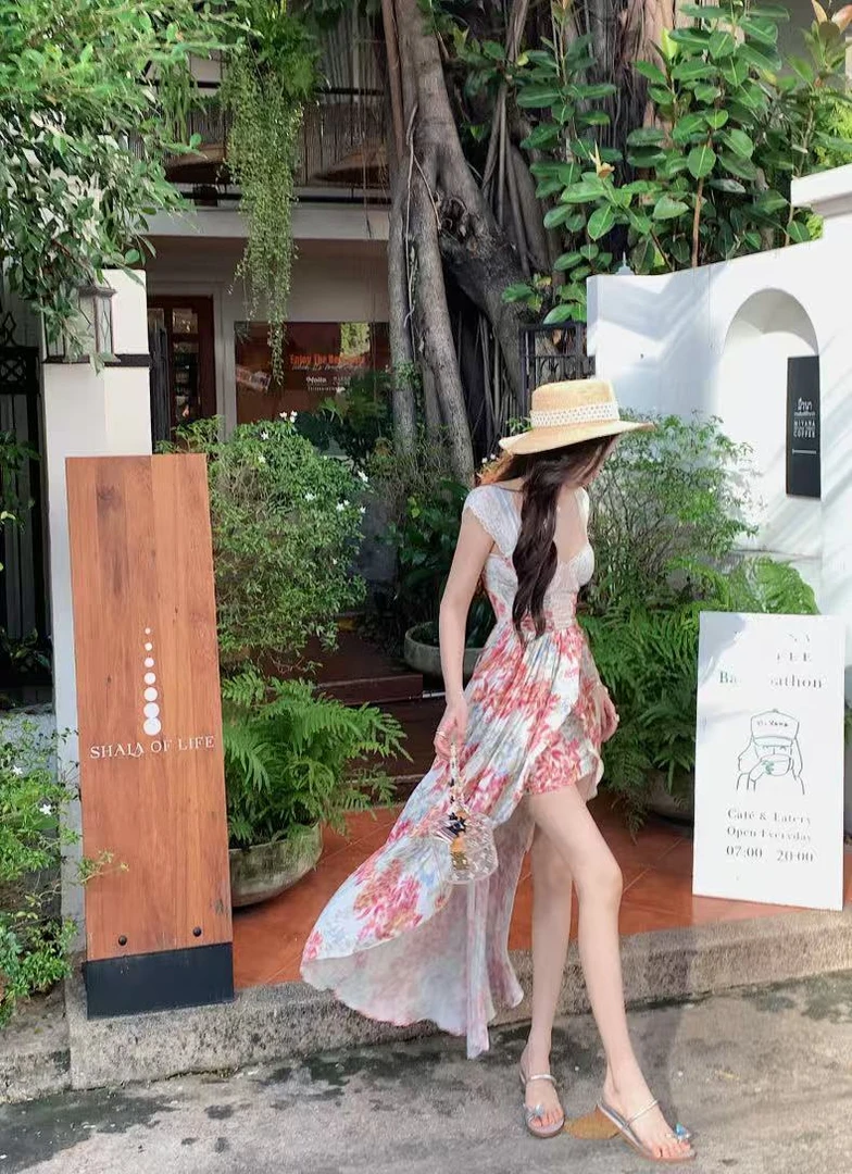 DS【洛月花神】Fre*People绝版漂亮 Du家花色不规则下摆连衣裙