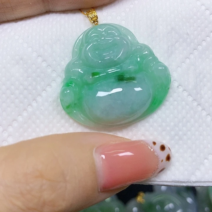翡翠18K金镶嵌颈饰挂件