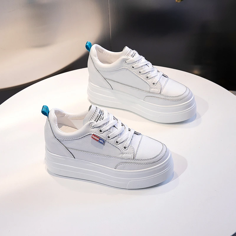 内增高小白鞋白色时尚单鞋厚底镂空显瘦透气内增高百搭秋季鞋子