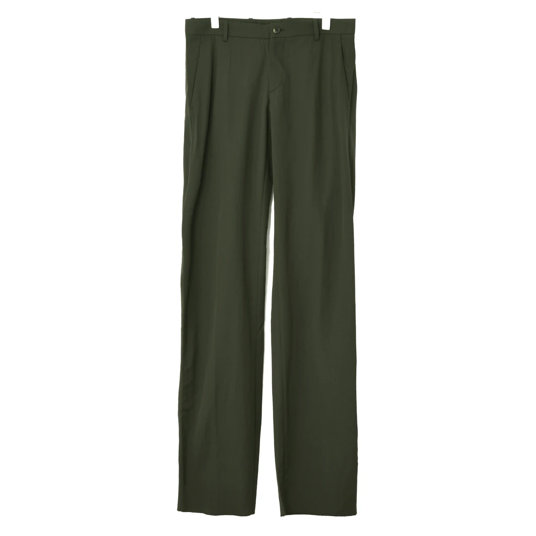 VERSACE/范思哲男士军绿色100%羊毛休闲裤 277142