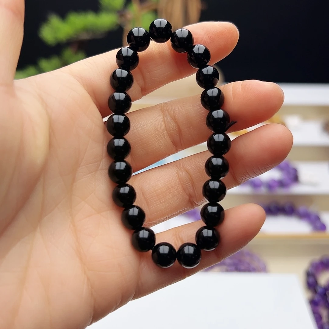 未镶嵌手链水晶黑曜石8mm