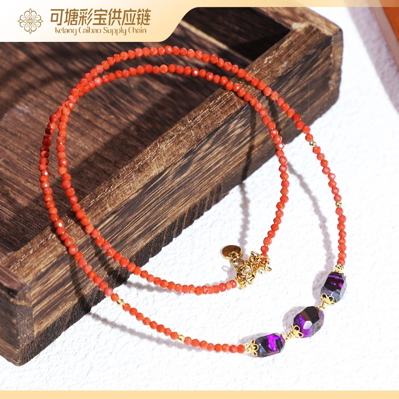 南非舒俱来 18K金 火焰红丝绒 舒俱来项链 KTCB-3923/多样性发一