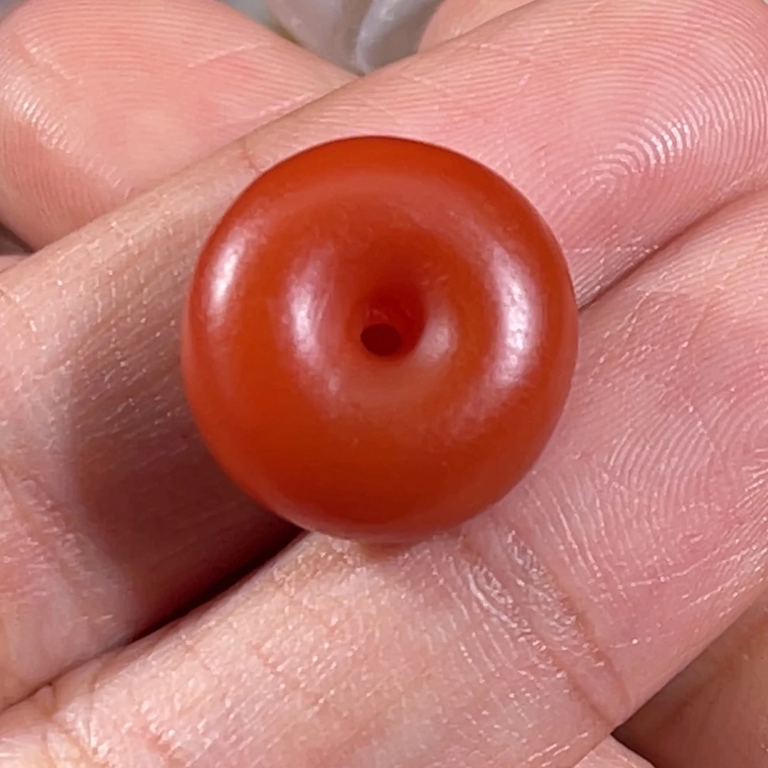 南红玛瑙未镶嵌大黑洞平安扣15*7.9mm
