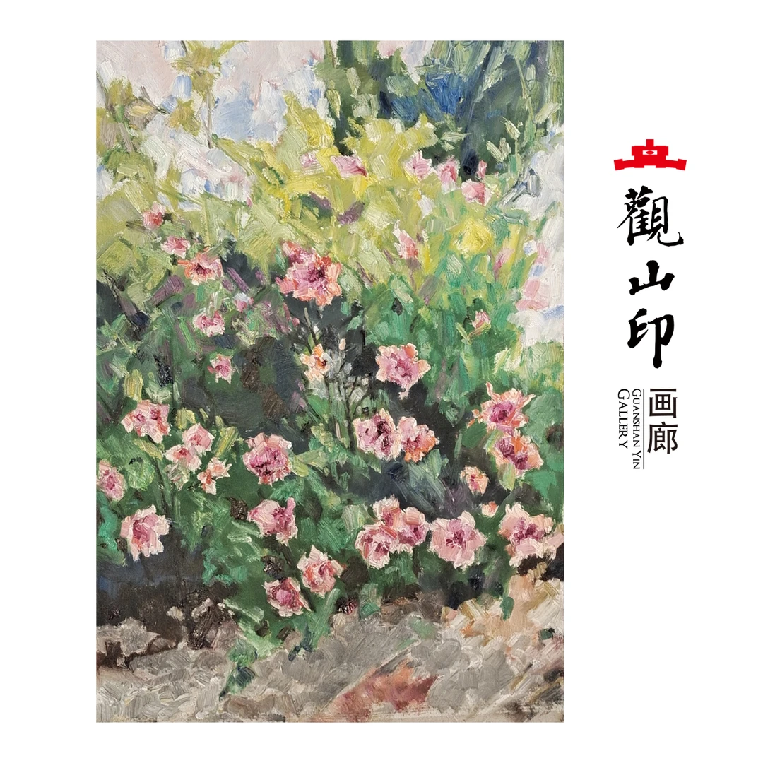 0145艺术家原创手绘风景油画69x47cm花卉作品