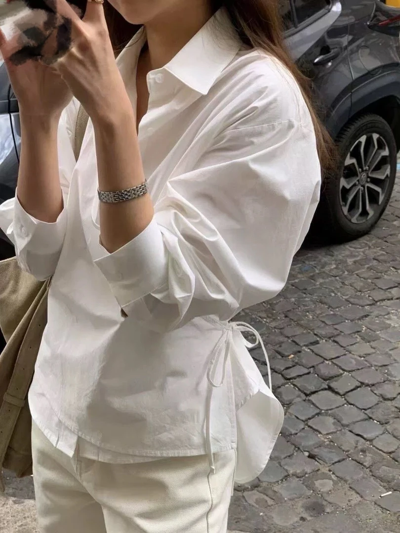 泡菜overt*ke系带设计感小众衬衫女