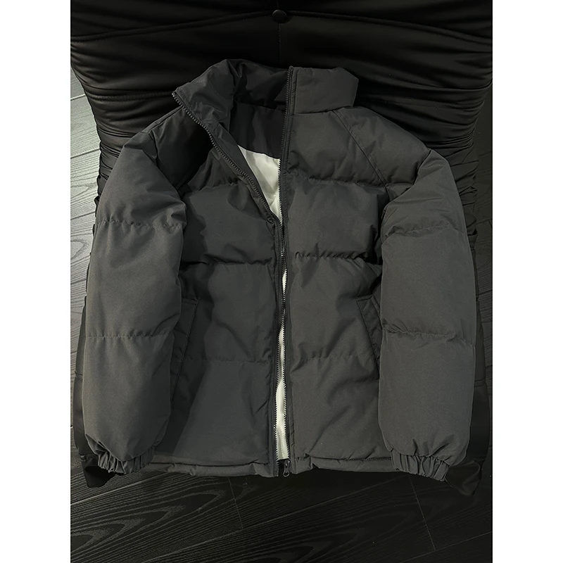 美式复古深灰色立领棉服男款冬季潮牌加厚棉袄高级感情侣棉衣外套