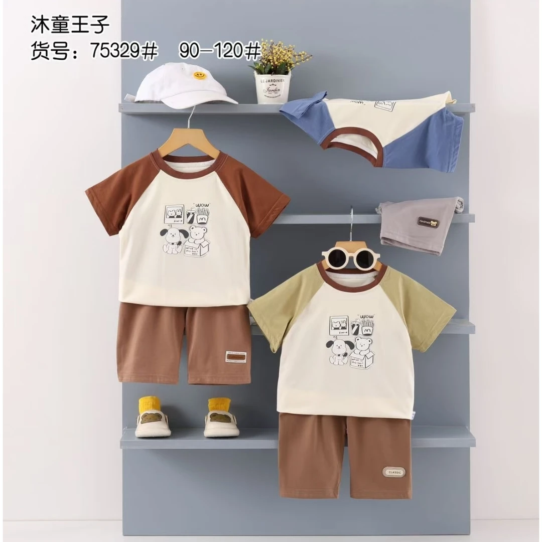 夏季卡通短袖短裤套装75329