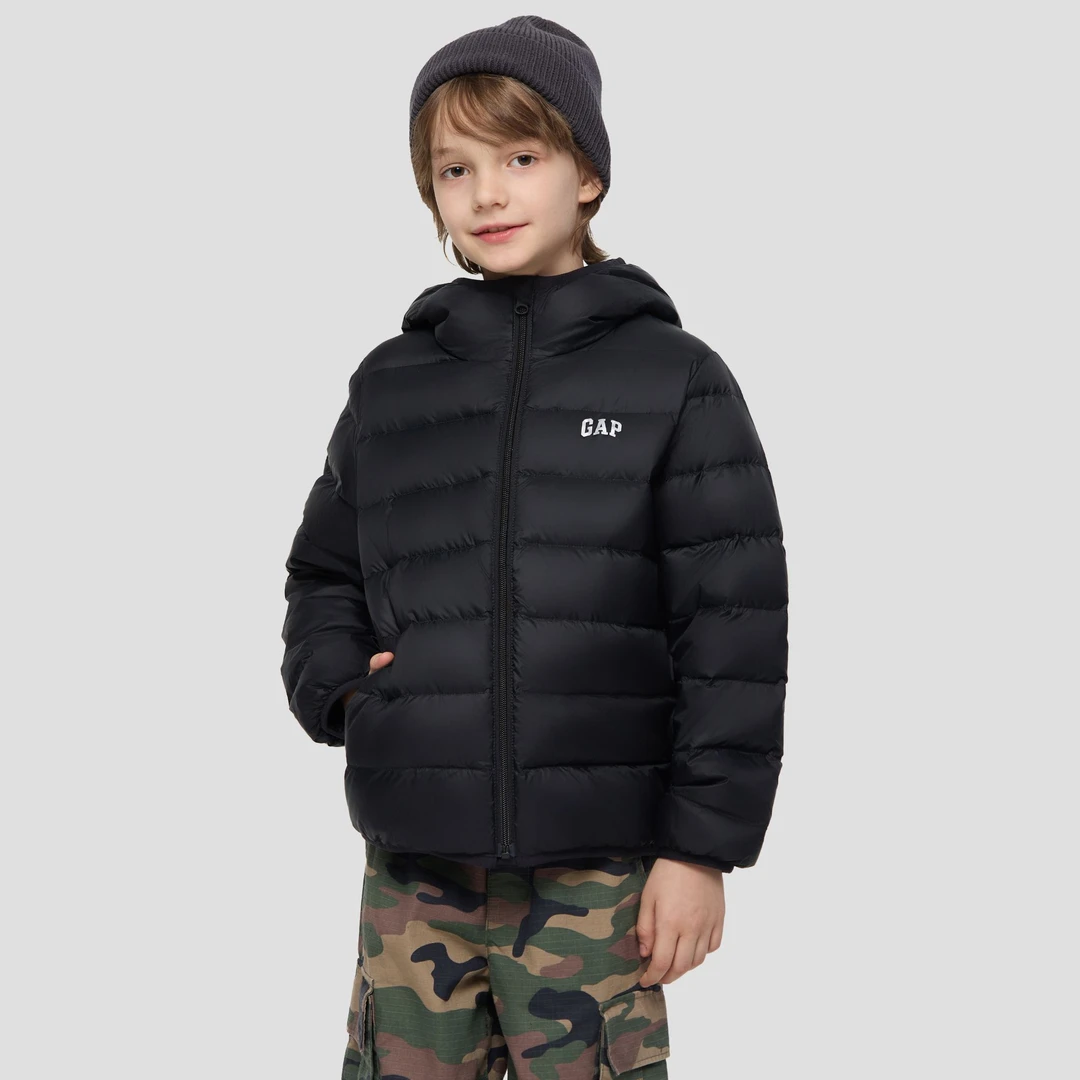 Gap男女童2025冬季新款logo基础连帽轻薄羽绒服儿童装外套805255