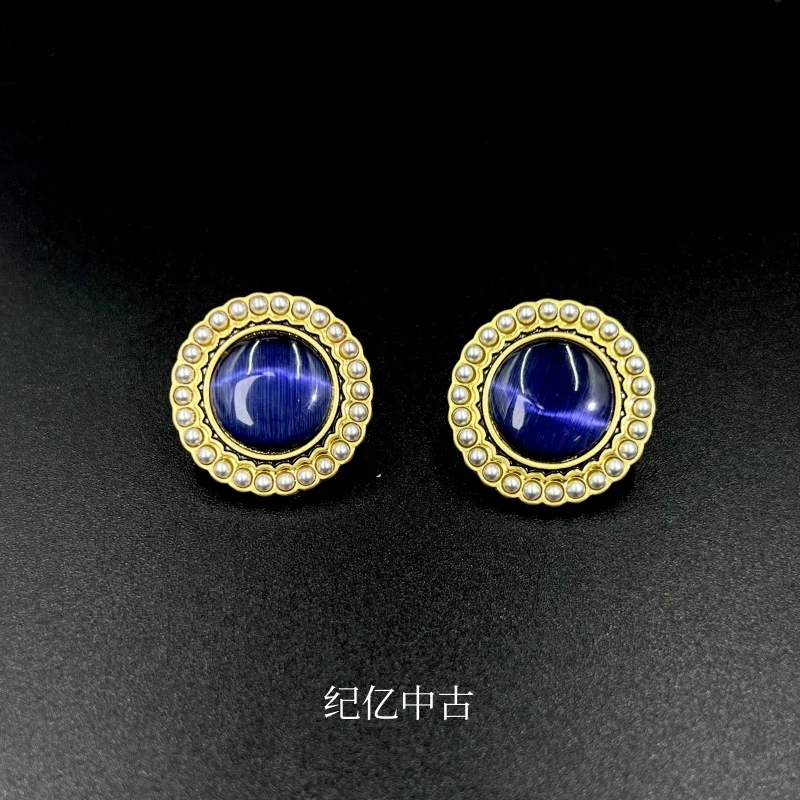 黄铜琉璃耳饰 JYed088中古首饰vintage复古耳钉耳环时尚百搭气质