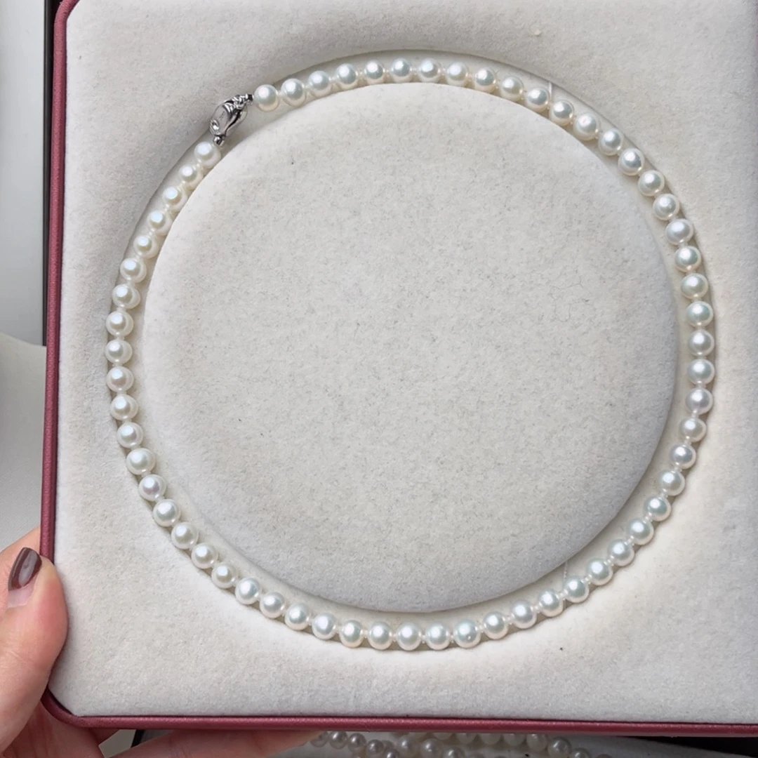 淡水珍珠银S925镶嵌颈饰7-8mm