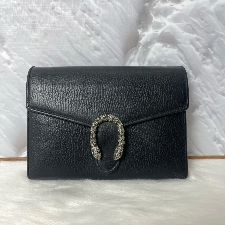 95新 GUCCI/古驰 1235 1603 古驰黑色钻扣酒神woc包