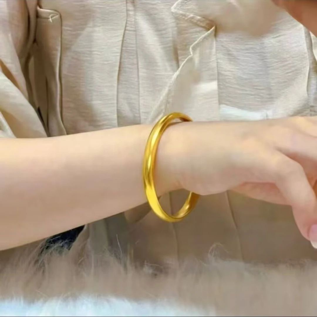 铜合金手镯 泥鳅背实心手镯轻奢时尚简约素圈经典古法