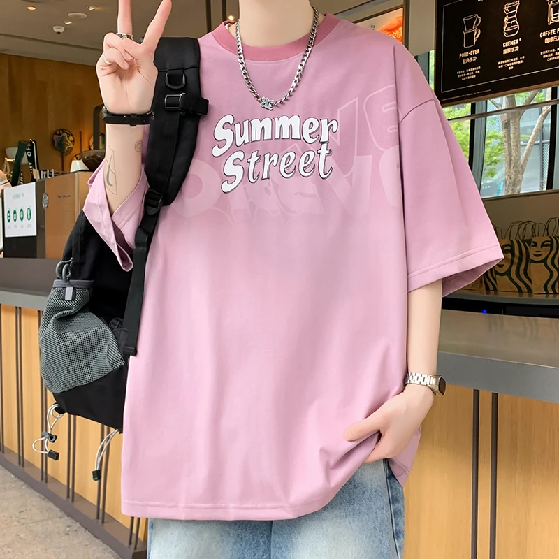 t恤学院夏季青少年薄款男士短袖风潮流百搭宽松学生休闲半袖t恤衫