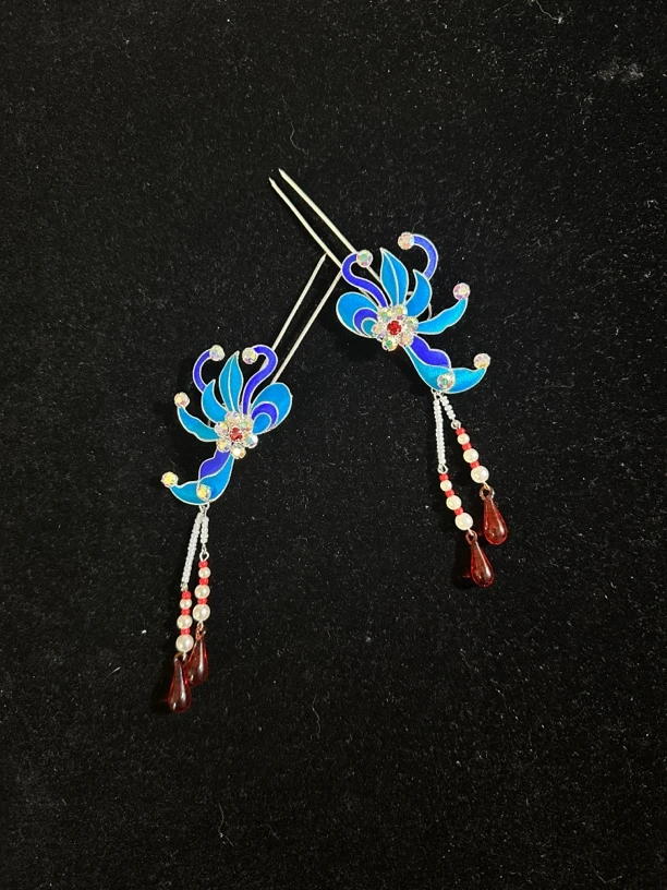 越剧黄梅戏戏曲点稠头饰挑花旦小姐丫鬟舞台小花钗