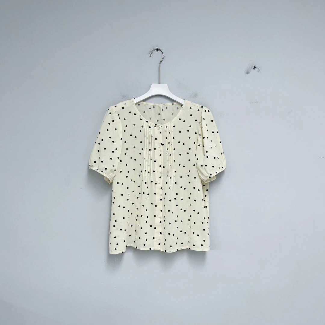 035女装衬衫时尚休闲夏季波点圆领宽松衬衣