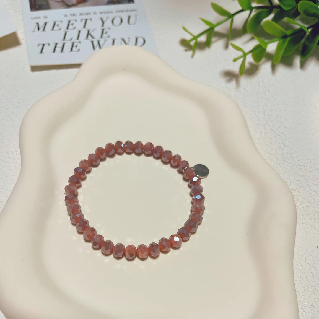 合金琉璃手链 3166香芋粉紫弹力绳手串