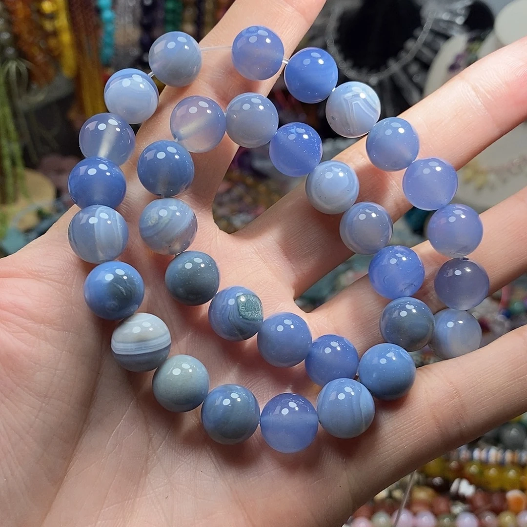 未镶嵌，蓝缠丝玛瑙12mm，石英质玉