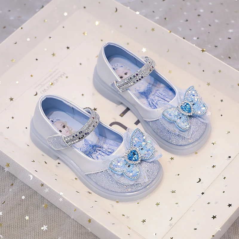 女童皮鞋爱莎公主鞋2025春秋新款演出水钻儿童软底小女孩水晶单鞋