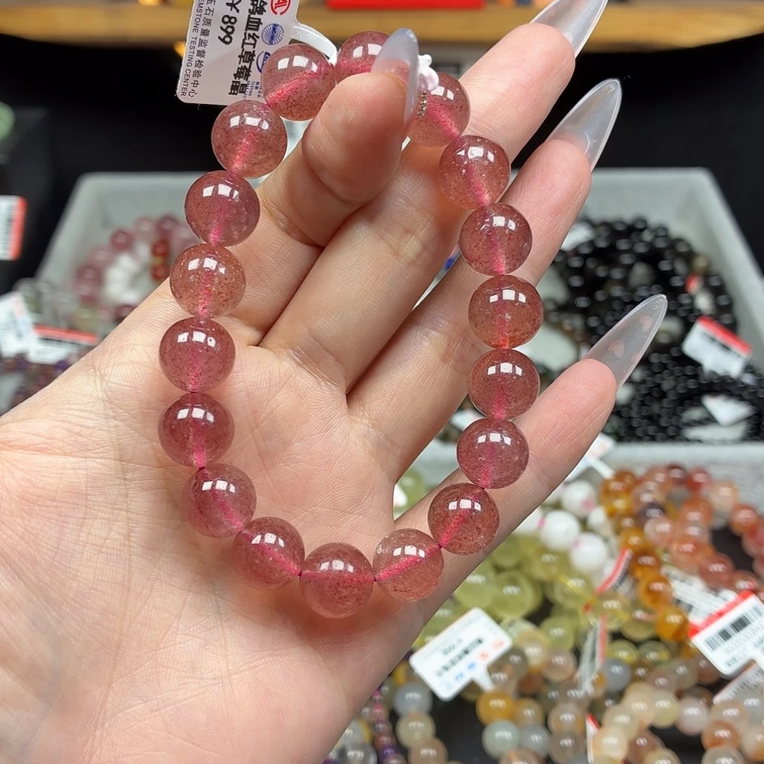 未镶嵌水晶手串卡11精品鸽血红草莓晶46