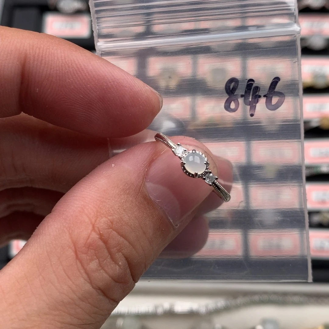 翡翠银S925镶嵌戒圈846