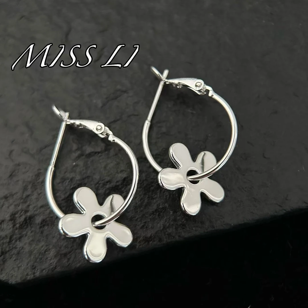 铜合金耳饰 可拆卸金属花花耳圈 时尚 清新 精致 韩版 甜美 802