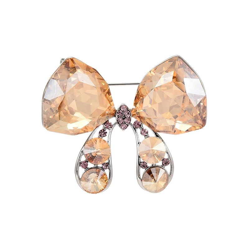 铜合金锆石胸针 精致百搭32030璀璨蝴蝶结大衣胸针轻奢