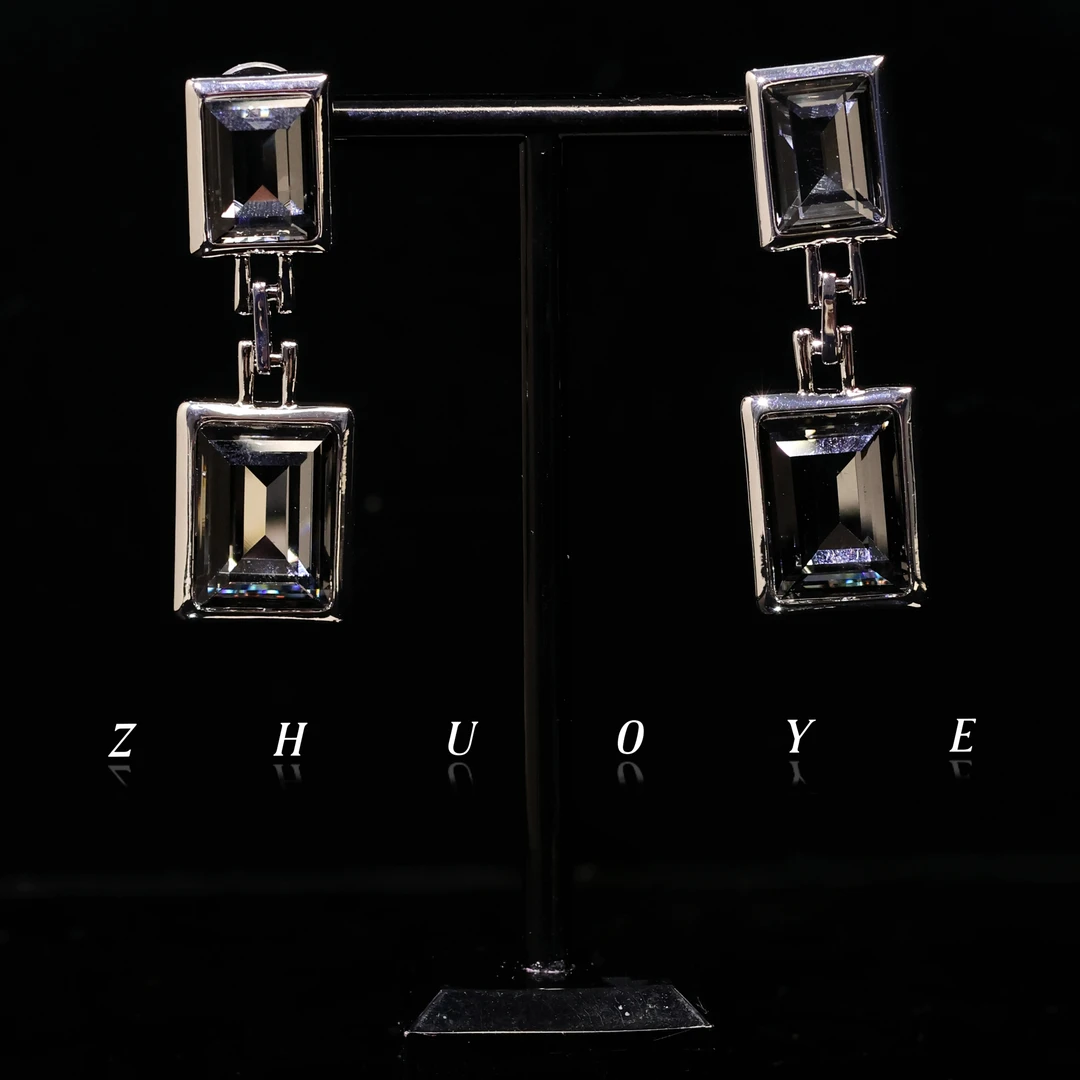 铜合金耳饰 灼晔·黑冰方块方糖耳坠 高级时尚夸张冷淡气质小众