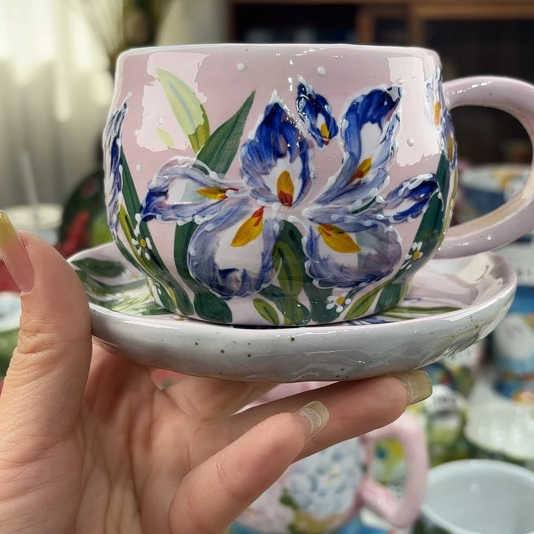 瓷片景德镇手绘高温釉下彩陶瓷茶具