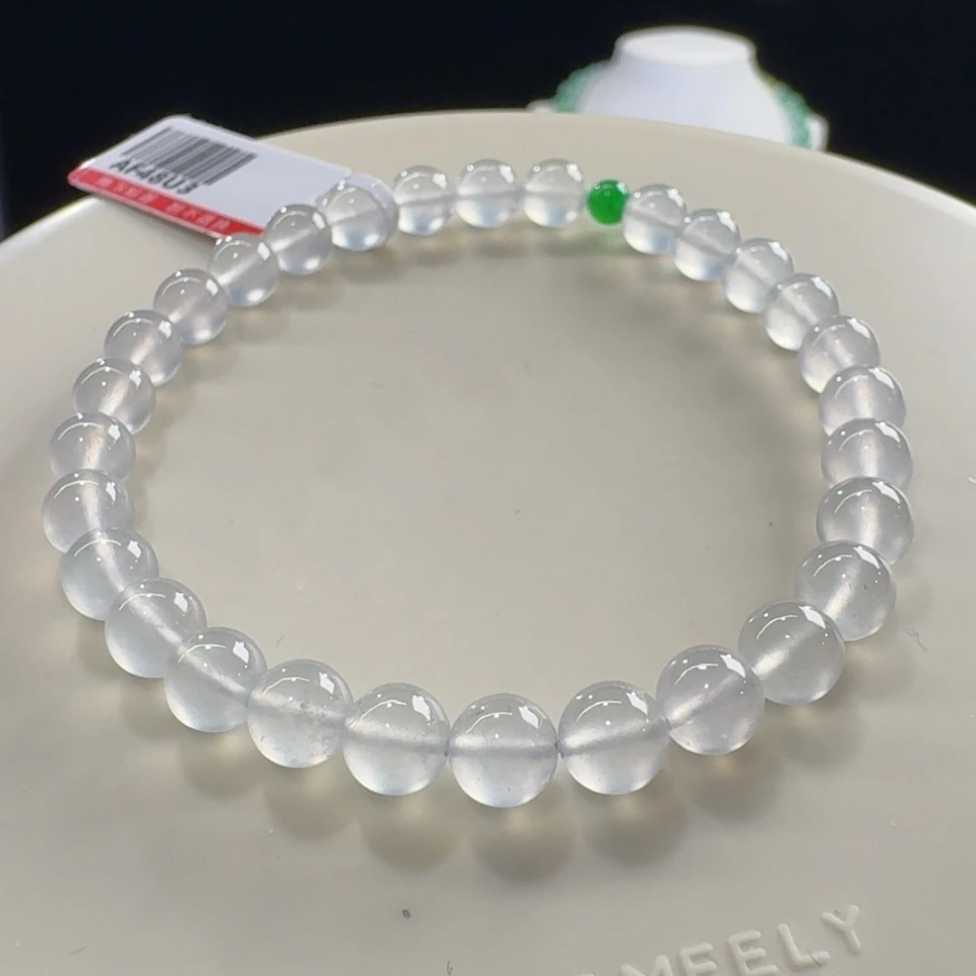 未镶嵌手链翡翠炸光！！！玻璃钢白月光单圈卡6mm