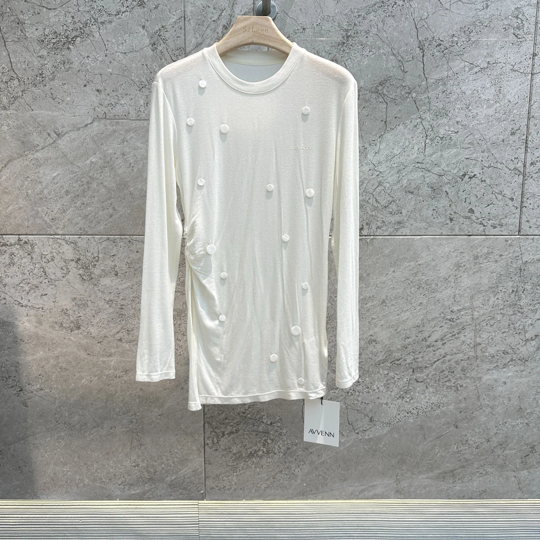 【AVVENN】设计师品牌25年春新品白色T恤AL1100153438000