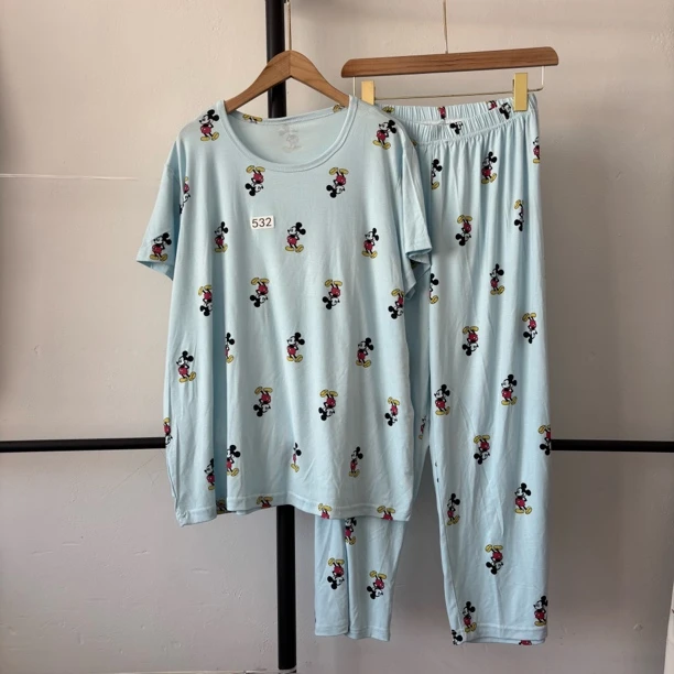 （套装混款）夏季莫代尔睡衣女短袖九分裤宽松休闲家居服套装