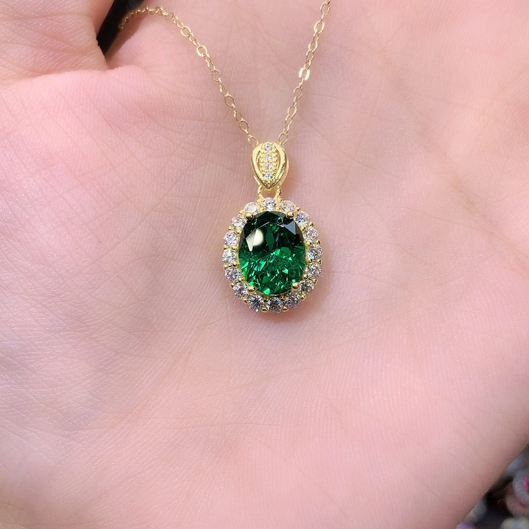 吊坠透辉石银S925镶嵌810金