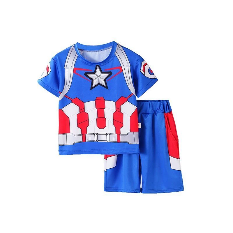男童夏装美国队长新款衣服儿童套装两件套夏季速干运动短袖童装
